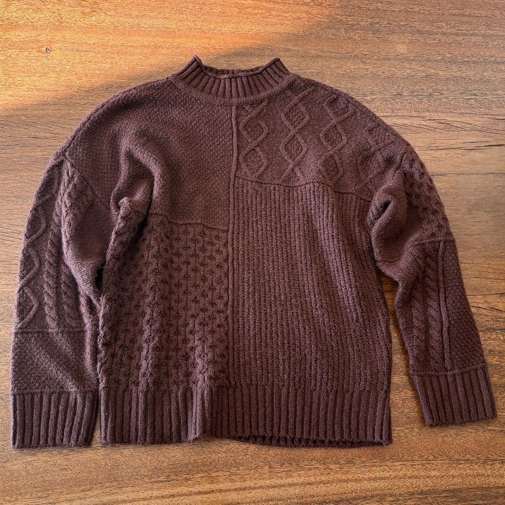 Vintage American Eagle Patchwork Cable Knit Sweat… - image 1